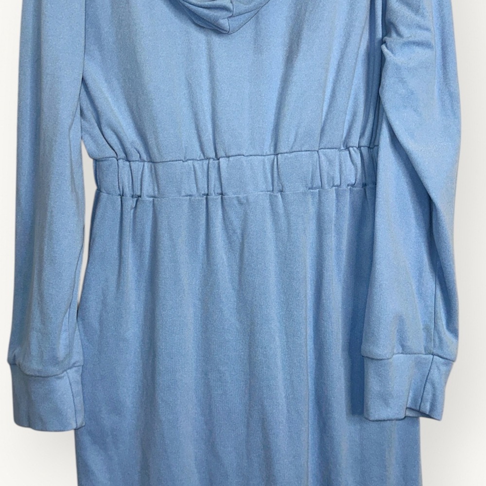 Anna-Kaci Light Blue Micro Velour Half Zip Hoodie Dress XL Drawstring Lounge - Picture 13 of 13